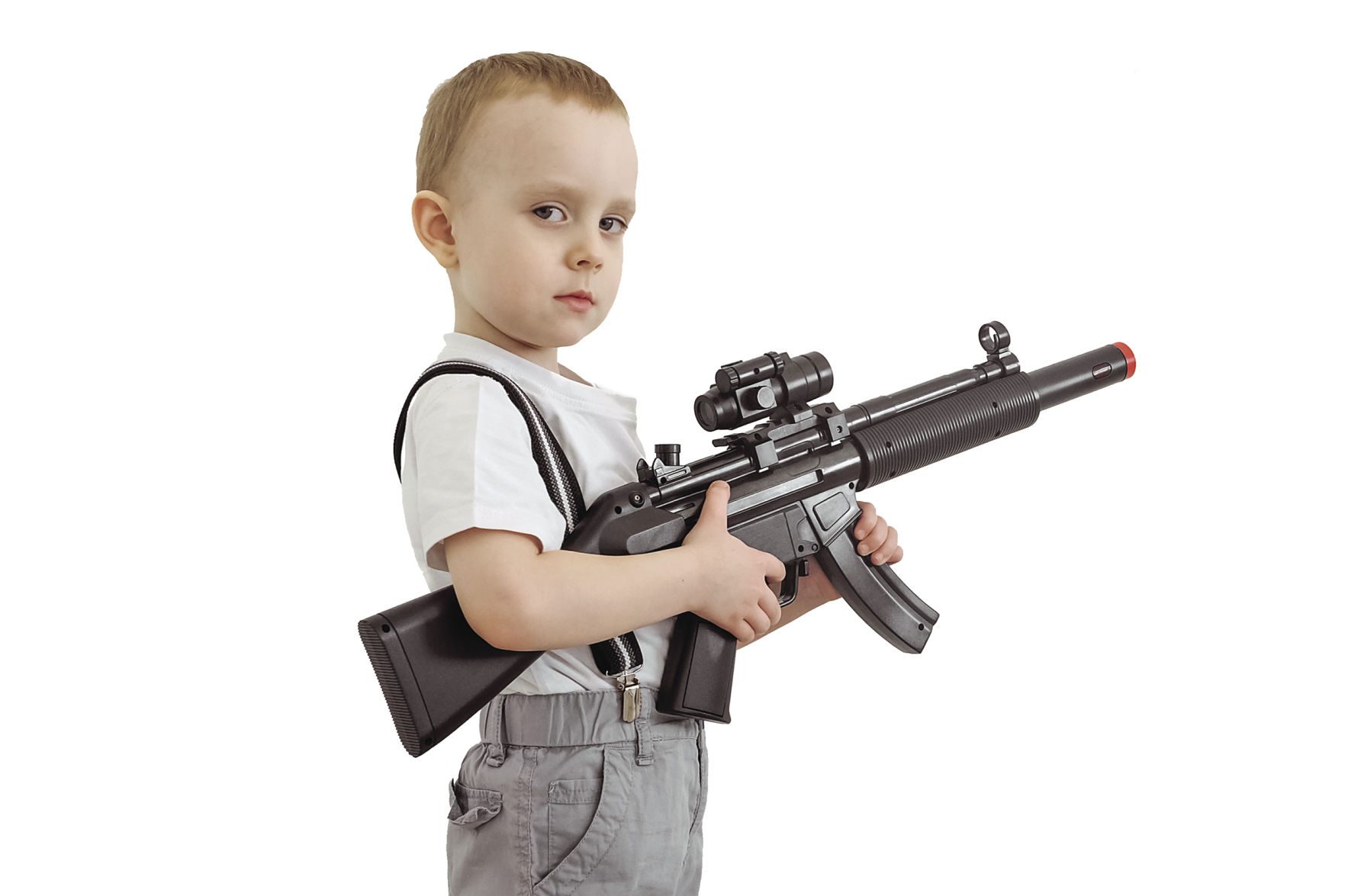 child with toy gun